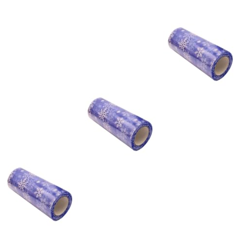 Angoily 3 Stück Yards Weihnachts Tüllrolle mit Schneeflockenmotiv Glitzerndes Organza Geschenkband in Dunkelblau Hochwertiger Polyesterstoff für DIY Hochzeit Party und Weihnachtsdekoration von Angoily