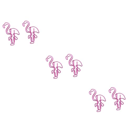 Angoily 30 Stck. Farbige Büroklammern Flamingos Büroklammern aus Metall Papierclip Schulbüroklammer Cartoon-Büroklammer Metallpapierklammern bunte Büroklammer Rosa von Angoily