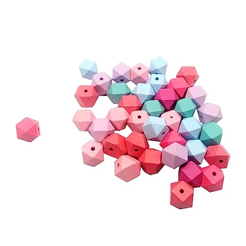 Angoily 30 Stück Geometrische Holzperlen Achteckige Facettierte Diy Zubehör zum Auffädeln und Basteln Sicheres Material für Projekte von Angoily