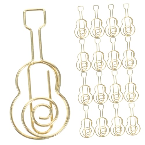Angoily 30 Stück Gitarre Form Büroklammern Metall Lesezeichen Clips für Musiker Kreative Robuste und Einzigartige Bürobedarf für Noten und Bücher von Angoily