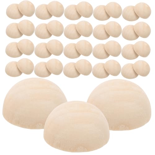 Angoily 30 Stück Halbe Holzperlen Unvollendete Mini Halbkugeln Buchenholz für DIY Projekte Bastelbedarf und Gleichmäßige zum Bemalen und Dekorieren von Angoily