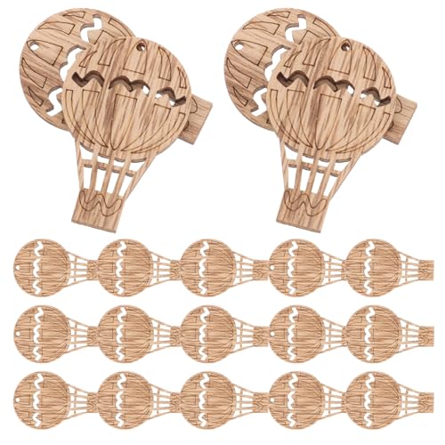 Angoily 30 Stück Heißluftballon Holzstücke DIY Bastelmaterial für Kreative Dekorationen Unvollendete Holzornamente Vielseitig Einsetzbar für Feste und Projekte Leicht und Sicher von Angoily