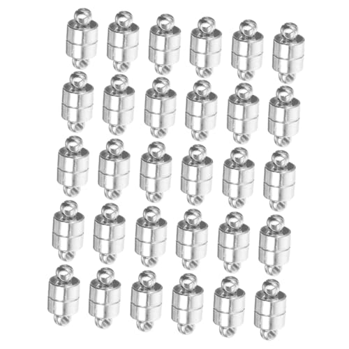Angoily 30 Stück Magnetverschlüsse aus Kupfer Silber für DIY Schmuckherstellung Stabile Handgefertigte Magnetverschlüsse zum Einfachen Verbinden von Halsketten und Armbändern von Angoily