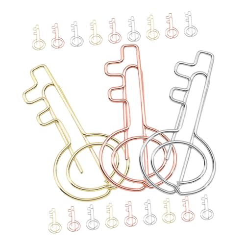 Angoily 30 Stück Schlüssel-büroklammer Silber Bunt Blau Geformt Clips Gold Büro Büroklammern Office-dokumentenklammern Rechnungen Fixieren Büroklammer Bürozubehör Mini-büroklammern Metall von Angoily