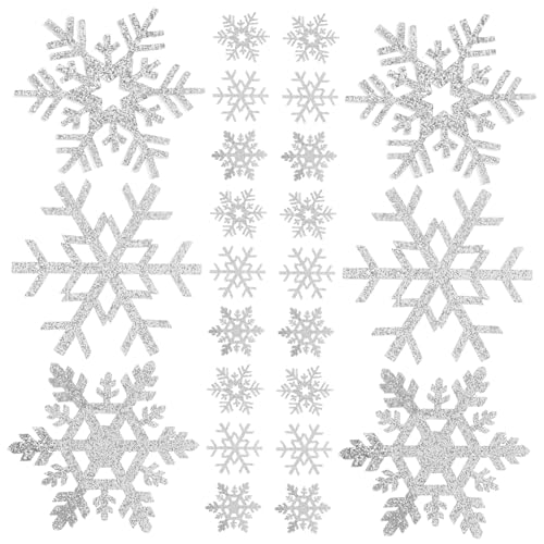 Angoily 30 Stück Schneeflocken-Aufkleber DIY Kleidung Applikationen Bügelbilder für Kleidung Schneeflocken-Applikation Schneeflocken-Kleiderflicken aufkleber weihnachten dekoration Patch von Angoily