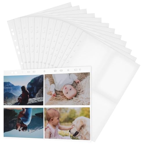 Angoily 30 Stück Seitenschutzhüllen 4 Fotohüllen Mit Taschen – Doppelseitige Kartenhalterseiten Für Ringordner – A4 Kartenschutzblätter Für Postkarten von Angoily