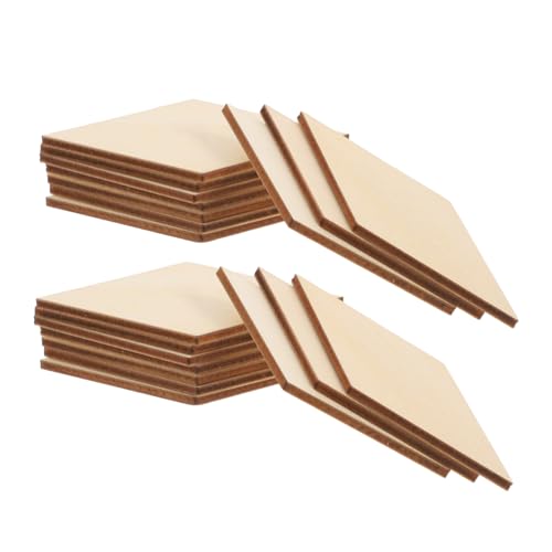 Angoily 30 Stück Teiliges DIY Rhombus Holzscheiben Stabile Holzstücke für Kreative Handarbeiten Einzigartige Holzdekorationen für Wohnkultur Party Weihnachtsbasteln von Angoily