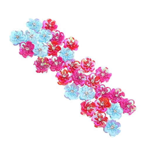 Angoily 30 Stück Teiliges Handgenähte Blüten-glitzer-applikationen Farbige Langlebige Paillettenblumen zum Aufnähen Kleidung Hüte Schuhe und Taschen Kreative Stoffverzierungen für von Angoily