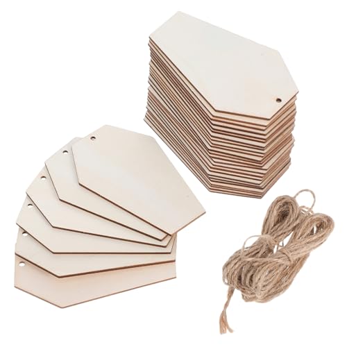 Angoily 30 Stück Teiliges Holz Deko Halloween Tombstone DIY Naturbelassene Unbemalte Holzformen Leichte Holzscheiben für Bastelprojekte Seile zum Aufhängen Robust und Vielseitig von Angoily