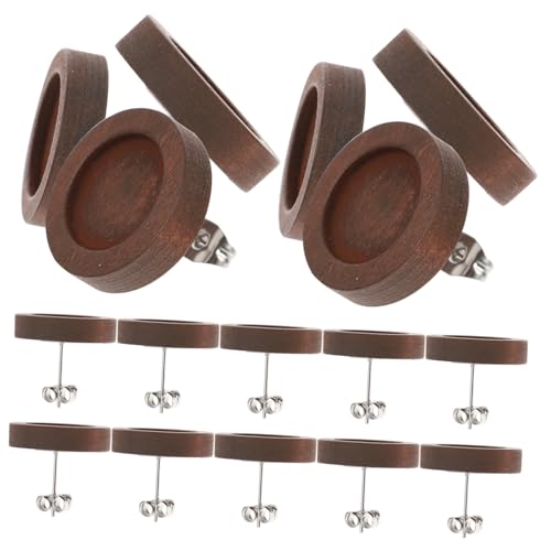 Angoily 30 Stück Teiliges Holz Ohrstecker Rohlinge Ohrstecker Basis aus Holz und Edelstahl DIY Ohrringe Basteln Zubehör für Damen Schmuckherstellung von Angoily