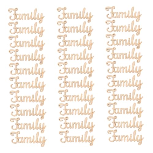 Angoily 30 Stück Teiliges Holzscheiben Deko mit Familienwörtern Handgefertigte Hängende Holzanhänger für Wiederverwendbare DIY Bastelornamente für Geburtstag Hochzeit Weihnachten von Angoily