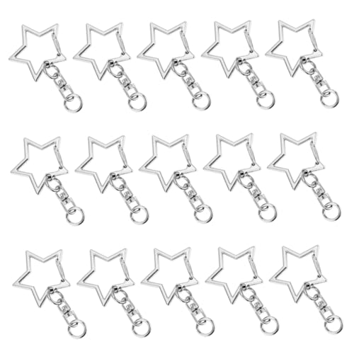 Angoily 30 Stück Teiliges Metall Stern Schlüsselanhänger Clips aus Langlebiger Zinklegierung Drehbare Federverschlusskarabiner mit Offenem Sprungring für DIY Schmuck von Angoily