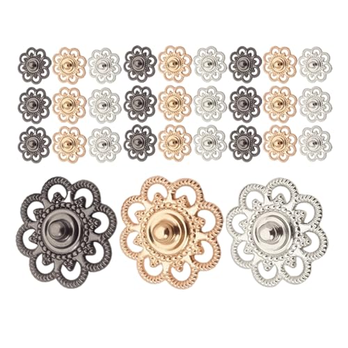 Angoily 30 Stück Teiliges Metall-snaps mit Hohlem Blumenmotiv Robuste zum Annähen Geeignete Druckknöpfe in Gold Silber Gunmetal für Kleidung Kleider Röcke und Diy-nähprojekte Angoily 30 Stück Teiliges Metall-snaps mit Hohlem Blumenmotiv Robuste zum Annähen Geeignete Druckknöpfe in Gold Silber Gunmetal für Kleidung Kleider Röcke und Diy-nähprojekte von Angoily