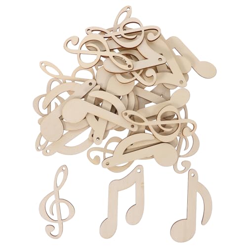Angoily 30 Stück Teiliges Musiknoten Holzscheiben für DIY Bastelprojekte Blanko Holzstückchen für Kreative Dekorationen für Kinderhandwerk und Persönliche Gestaltung von Angoily