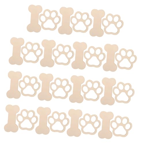 Angoily 30 Stück Teiliges Pet Blank Tags aus Natürlichem Holz DIY Hängende Holzornamente in Knochen Pfotendesign Handpoliert Vielseitig für Party Haustierdekoration Nachhaltige von Angoily