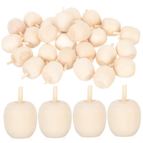 Angoily 30 Stück Teiliges Unbemalte Holzfrüchte DIY Bastelset für Erwachsene Glatte Oberfläche Leichtes Langlebiges Holz zum Bemalen und Kreativen Dekorieren von Angoily