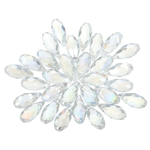 Angoily 30 Stück Teiliges Wassertröpfchen Glasperlen Facettierte Schmuckperlen für DIY Armbänder Charms Basteln Zubehör von Angoily