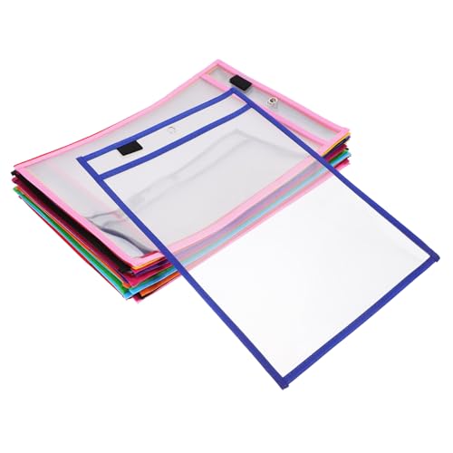Angoily 30 Stück Wiederverwendbare Dry Erase Pockets aus PVC Abwischbare Wasserdichte Dokumentenhüllen mit Stiftehalter und Metallöse Transparente Schreibhüllen für Büro Zufällige Farbe Angoily 30 Stück Wiederverwendbare Dry Erase Pockets aus PVC Abwischbare Wasserdichte Dokumentenhüllen mit Stiftehalter und Metallöse Transparente Schreibhüllen für Büro Zufällige Farbe von Angoily