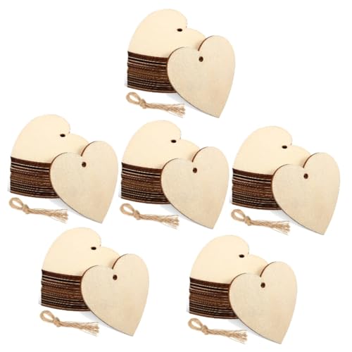 Angoily 300 Stck. Holz Herzen Unbemalt Diy Bastelholz Herzen mit Löchern und Schnur für Hochzeiten Geschenkanhänger Deko und Malen Holzherzen für Kreative Projekte von Angoily