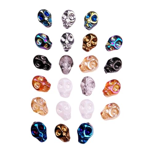 Angoily 300 Stck. Schädel Perlen Bunte Kristall Glasperlen DIY Schmuck Bastelperlen Zubehör für Armband Ohrring Herstellung von Angoily