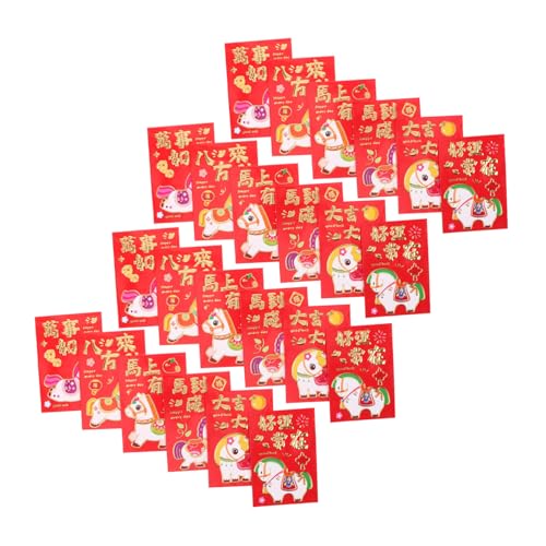 Angoily 300 Stück Rote Umschläge Jahr Des Pferdes Hong Bao mit Kindgerechtem Cartoon Design Langlebig Festlich für Chinesisches Neujahr Frühlingsfest Hochzeiten Geburtstage Geeignet von Angoily