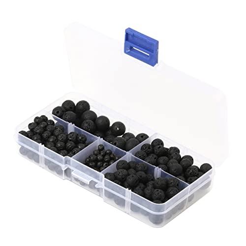Angoily 300 Stück Schwarze Vulkanstein Perlen Lose Runde Natursteinperlen Spacer Perlen für Diy Schmuckherstellung für Armbänder von Angoily
