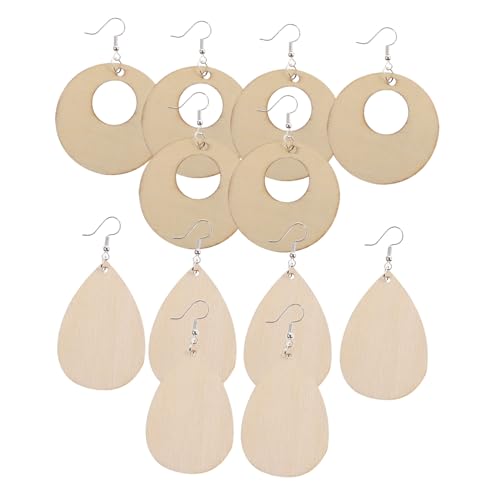 Angoily 300 Stück Teiliges DIY Holzohrring set mit Unvollendeten Holzanhängern Ohrhaken und Offenen Ringen Leichtes Schmuckzubehör für Kreative Bastelarbeiten und Personalisierte von Angoily