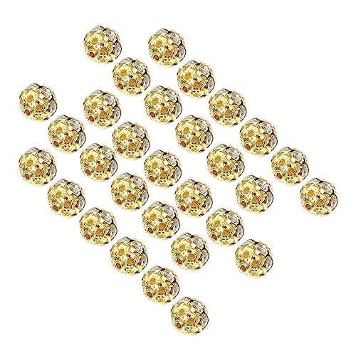 Angoily 30Stücke DIY Perlen mit Strass und Glitzer Goldfarbene Spacer Perlen für Armbänder Halsketten und Schmuck Basteln Hochwertige Lose Perlen Angoily 30Stücke DIY Perlen mit Strass und Glitzer Goldfarbene Spacer Perlen für Armbänder Halsketten und Schmuck Basteln Hochwertige Lose Perlen von Angoily