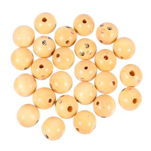 Angoily 30Stücke Holzperlen mit Lachendem Gesicht DIY Bastelzubehör für Armbänder und Dekorationen Hochwertiges Naturmaterial für Projekte von Angoily