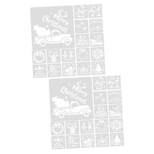 Angoily 32 Blatt Teiliges Weihnachts Schablonen Wiederverwendbar mit Attraktiven Mustern für DIY Wanddekoration und Bastelbedarf als Spray und Malvorlagen für Festliche Kunstprojekte von Angoily