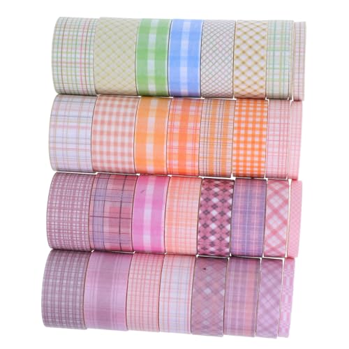 Angoily 32 Rollen Washi Tape Gitternetz Muster Buntes Dekoratives Klebeband Für DIY Basteln Scrapbooking Journaling Planer Geschenkverpackung Kreative Kunstprojekte von Angoily