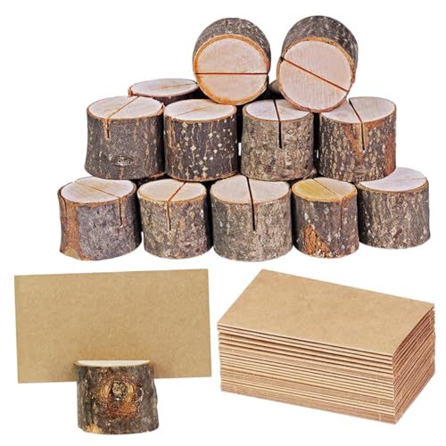 Angoily 35 Sätze Holzklammer für Tisch Nummernclip für die Hochzeitsfeier Memo-Ständer aus Holz Holzklemme für Foto Zettelhalter mit Karte Holzrinde Memo Menüclip für Restaurant Protokoll von Angoily