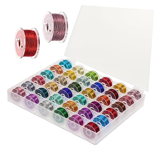 Angoily 36 Rollen Stickgarn Dekorstichspulen Für Bunt Glitzernd Stickzubehör Handarbeitsfäden Kreuz DIY Goldfaden Nähen Kunststoff von Angoily