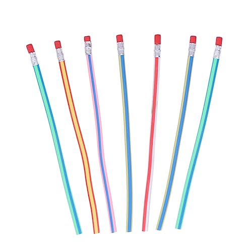 Angoily 36 Stück Biege Flexible Bunte Streifenbleistifte mit Radiergummi für Multifunktionales Schulmaterial für Kreative Schüler Gemischte Farben von Angoily