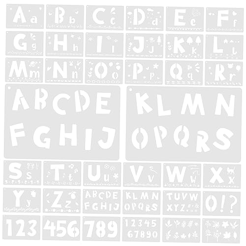 Angoily 36 Stück Malvorlage Buchstaben Zum Basteln Wand Große Buchstabenschablonen Brief Schablonen Für Kuchenbuchstaben Malen Alphabet Malschablonen Zahlen Wortschablonen Plastik Weiß von Angoily