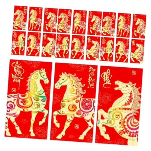 Angoily 36 Stück Pferdejahr Rote Umschläge Papier mit Feinbedruckung Traditionelle Chinesische Neujahrsumschläge Geldgeschenk Umschläge für Frühlingsfest Geburtstag Hochzeit Feier von Angoily