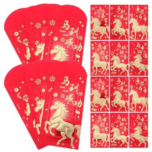 Angoily 36 Stück Teiliges Chinesische Rote Umschläge mit Jahr Des Pferdes Motiv Lunar Year Geldumschläge mit Goldfolie Große Rote Hongbao Umschläge für Frühlingsfest Geschenkverpackung Angoily 36 Stück Teiliges Chinesische Rote Umschläge mit Jahr Des Pferdes Motiv Lunar Year Geldumschläge mit Goldfolie Große Rote Hongbao Umschläge für Frühlingsfest Geschenkverpackung von Angoily