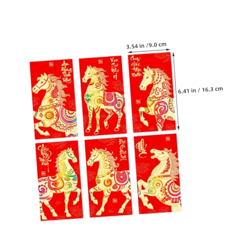 Angoily 36 Stück Teiliges Pferdejahr Glücksgeldumschläge aus Hochwertigem Papier mit Traditionellem Design Große Kapazität für Bargeld und Karten für Frühlingsfest Hochzeit Geburtstag und von Angoily