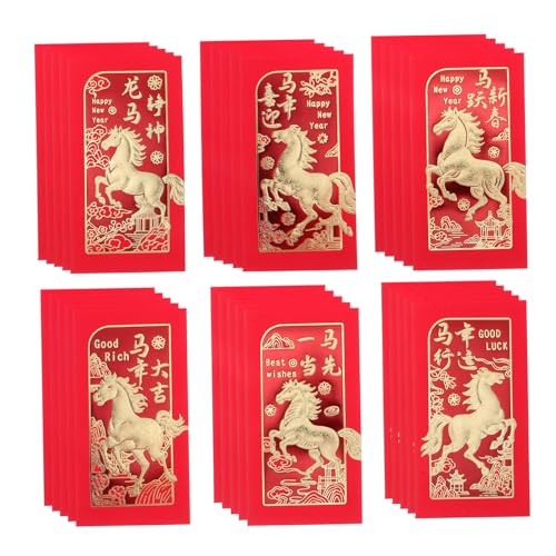 Angoily 36 Stück Teiliges Rote Geldumschläge aus Papier für Jahr Des Pferdes Chinesische Neujahrsumschläge mit Edlem Goldfoliendruck Vielseitig für Lunar Year Geschenk Bargeld Angoily 36 Stück Teiliges Rote Geldumschläge aus Papier für Jahr Des Pferdes Chinesische Neujahrsumschläge mit Edlem Goldfoliendruck Vielseitig für Lunar Year Geschenk Bargeld von Angoily