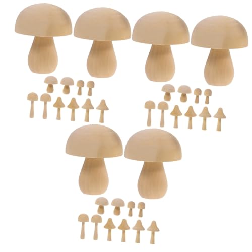 Angoily 36 Stück Unbemalte Holzpilze Diy Holzpilz Dekorationen für Mikrolandschaften Verschiedene für Bastelprojekte Leicht und Langlebig von Angoily