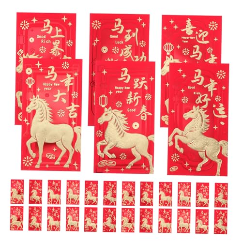Angoily 36 Stück roter umschlag des neuen jahres rotes paket des neuen jahres Chinesisches Hongbao Mondrote Umschläge Geldtasche zum chinesischen Neujahr China Hongbao Papier von Angoily