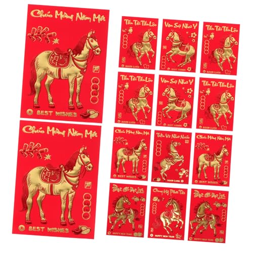 Angoily 360 Stück Kreative Vietnamesische Rote Umschläge Jahr Des Pferdes Robust Reißfest Mit Traditionellen Pferdemotiven Für Frühlingsfest Hochzeit Geburtstag und Neujahrsfeier von Angoily