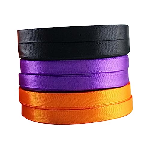 Angoily 3Stücke Halloween DIY Geschenkband Satin Yards Schwarz Orange Lila Dekorationsbänder Für Bastelprojekte Und Festlichkeiten von Angoily