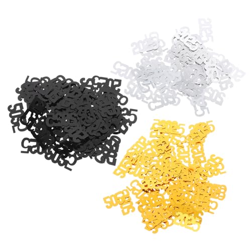 Angoily 3er Pack Neujahrs Konfetti in Gold Schwarz Silber Funkelnde Tischdekoration für Silvester und Abschlussfeiern Kinderfreundlich Langlebig Leicht zu Verteilen Festliche Partydeko von Angoily