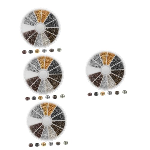 Angoily 4 Boxen Kupferbox -Perlen klobig Herstellung Perlen für Armbänder Schmuck lose Perle aus Kupfer Abstandsperlen zum Basteln Abstandshalter lose Perlen runde Abstandsperlen von Angoily