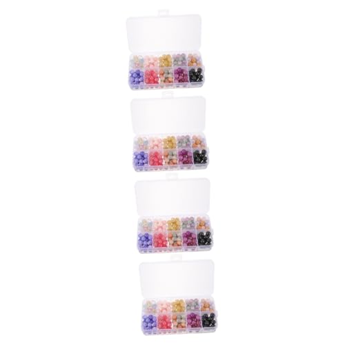 Angoily 4 Boxen Runde Glasperlen für Schmuckherstellung Bunte Natursteinperlen Lose Bastelperlen für Armbänder und Ohrringe für Diy Handwerk von Angoily