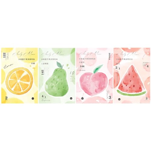 Angoily 4 Früchte klebrige Noten Memo -Pad Bürobedarf kawaii Taschennotizblock Notizblock für Studenten Notizbilder kleine Notizbücher Notizblock für Taschen Papier von Angoily