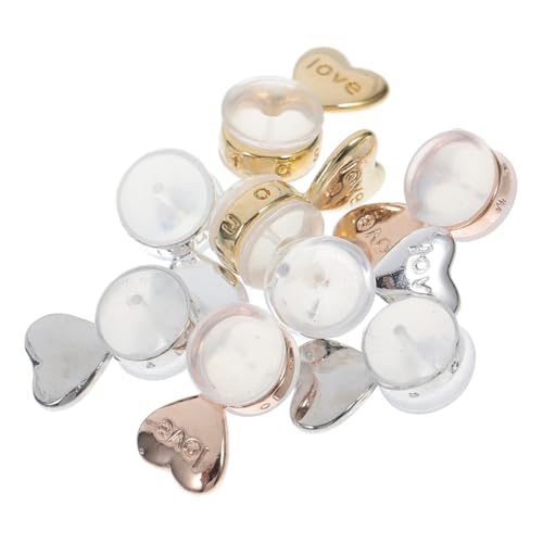 Angoily 4 Paare Herzförmige Silikon Ohrstecker Verschlüsse in Gold Silber Roségold Stahlfarben Langlebig Waschbar Stabilisierend für Schwere Ohrringe und Alltag Vielseitig Kompatibel von Angoily