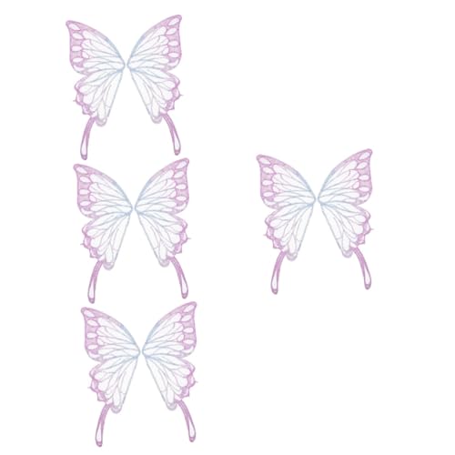 Angoily 4 Paare Schmetterling gestickter Aufnäher Wanddekorationen mit Schmetterlingen Stickerei Party Schmetterlinge entworfener Kleidungsaufnäher DIY Schmetterlingspatch Polyestergarn von Angoily