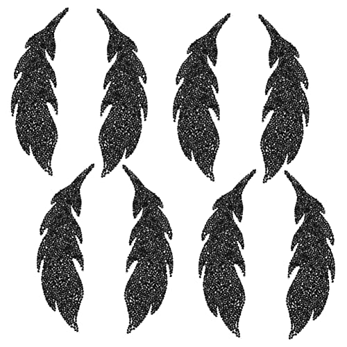 Angoily 4 Paare Wasserstrahl Strass Bügelflicken Dekorative Kompakte Leichte Kleidungsaufnäher Strapazierfähige Applikationen zum Aufbügeln für Jacken Hüte Diy Kleidung und Taschen Schwarz von Angoily